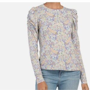 Maison Womens Puff Long sleeve Sleeve Paisley Pastels Size Small